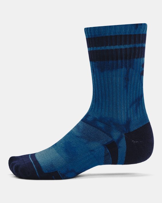Unisex UA Performance Cotton 2 Pack Mid-Crew Socks in Blue image number 3